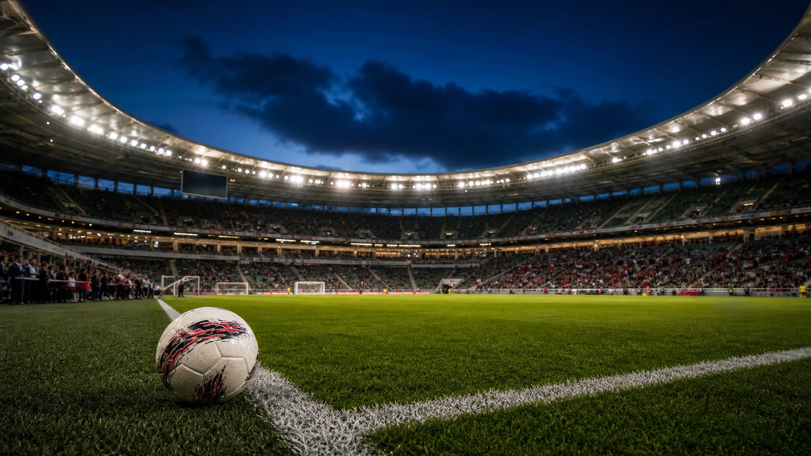 Fußballstadion in Portugal am Abend